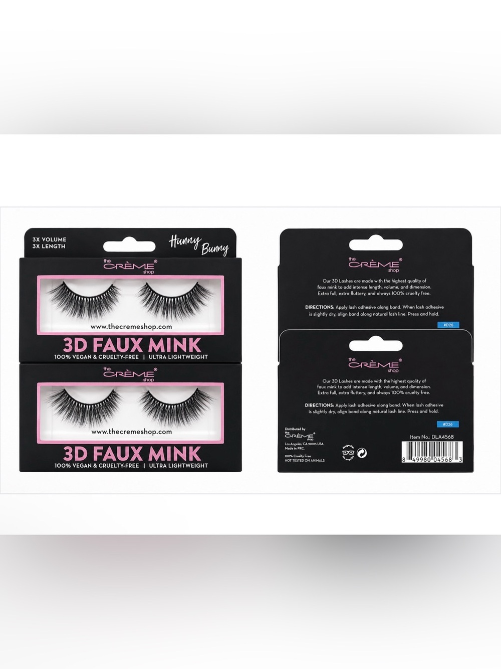 The Crème Shop Hunny Bunny 3D Faux Mink False Eyelashes - Black